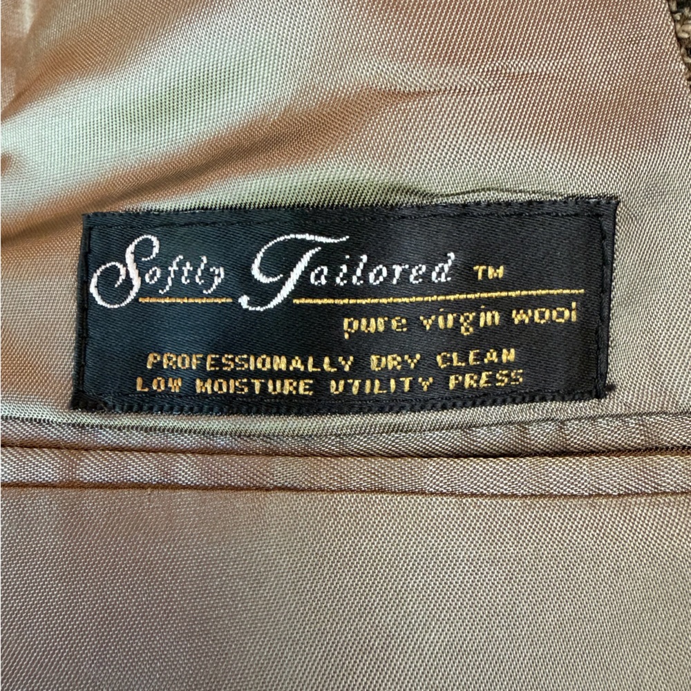 Hart Schaffner Marx Size 38R Gray & Green Pure Virgin Wool Front 2 Button Blazer - Picture 10 of 10